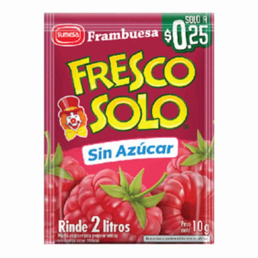 Bebida en polvo sabor frambuesa con preparación rápida y práctica.