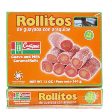 Rollitos de guayaba y arequipe Castipan con textura suave y sabor tradicional colombiano.