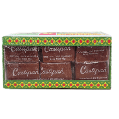 Bocadillo veleño rojo Castipan elaborado con pulpa de guayaba en presentación tradicional colombiana.
