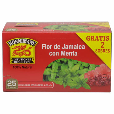 Té flor de jamaica con menta Hornimans refrescante y aromático.