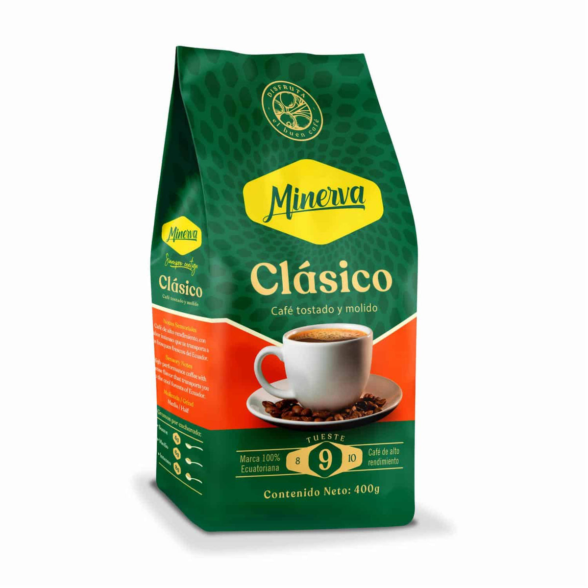 Café Minerva Clásico molido con sabor auténtico y tostado tradicional.