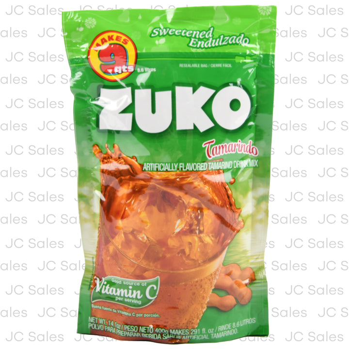 Mezcla en polvo Zuko sabor tamarindo para preparar bebidas tradicionales con sabor auténtico.