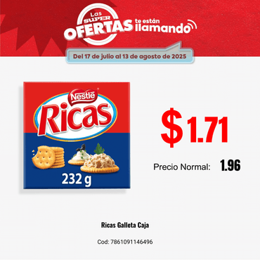 Galletas saladas clásicas ideales para acompañar comidas y snacks diarios.