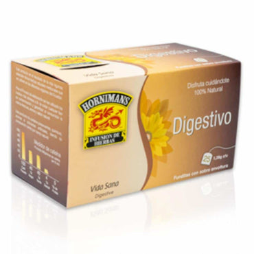 Té digestivo Hornimans elaborado con hierbas aromáticas naturales.