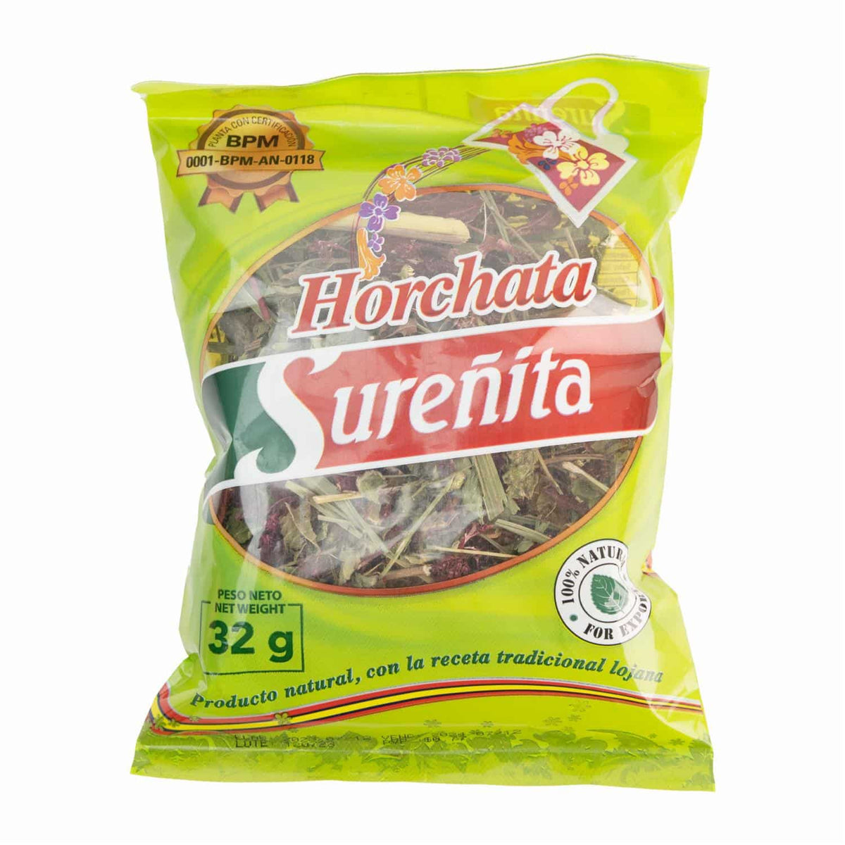 Horchata La Sureñita con mezcla herbal tradicional y refrescante.