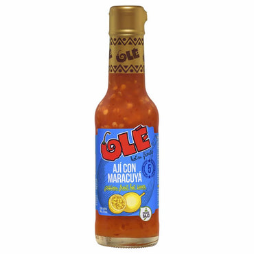 Salsa picante Ole con maracuyá ideal para carnes y snacks.