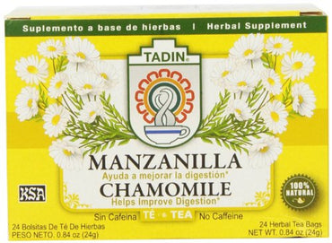 Té de manzanilla Tadin con sabor suave y tradicional.