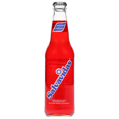 Refresco Salvavidas Roja en botella de vidrio ideal para bebidas refrescantes.