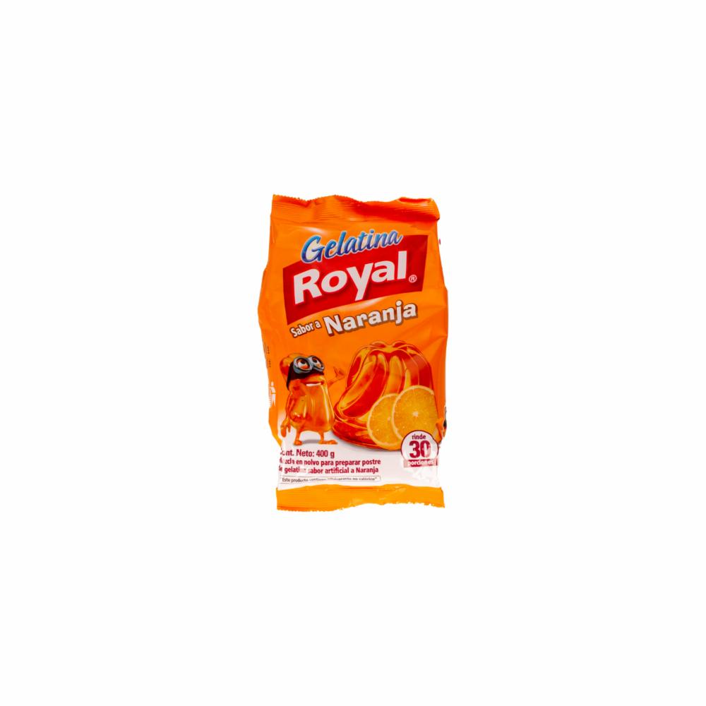 Gelatina sabor naranja Royal con delicioso sabor cítrico y textura ligera.