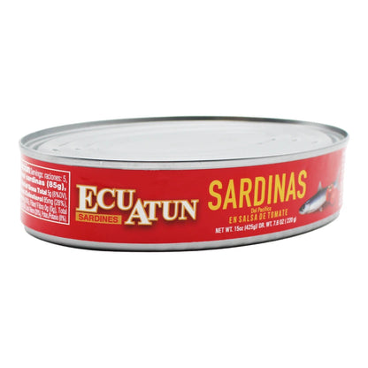 Sardinas Ecuatun en salsa de tomate en presentación de 15 oz ideales para arroz, guisos y recetas latinas.