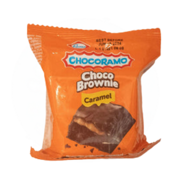 Brownie individual Chocoramo con cobertura de chocolate suave.