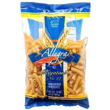 Pasta rigatoni perfecta para recetas con salsa y horneados.