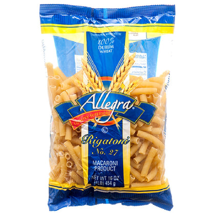 Pasta rigatoni perfecta para recetas con salsa y horneados.