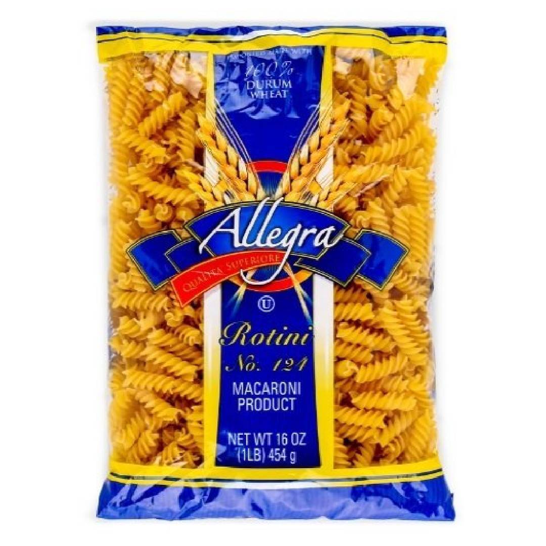 Pasta rotini ideal para ensaladas, sopas y recetas italianas.