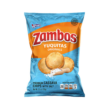 Chips de yuca Zambos con textura crujiente ideales para snacks y acompañamientos.