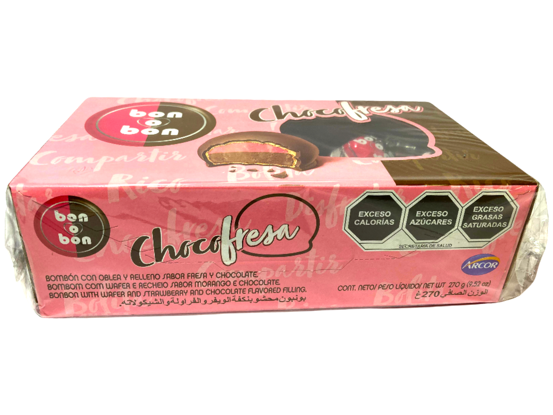 Caja Bon o Bon sabor fresa y chocolate ideal para compartir o regalar.