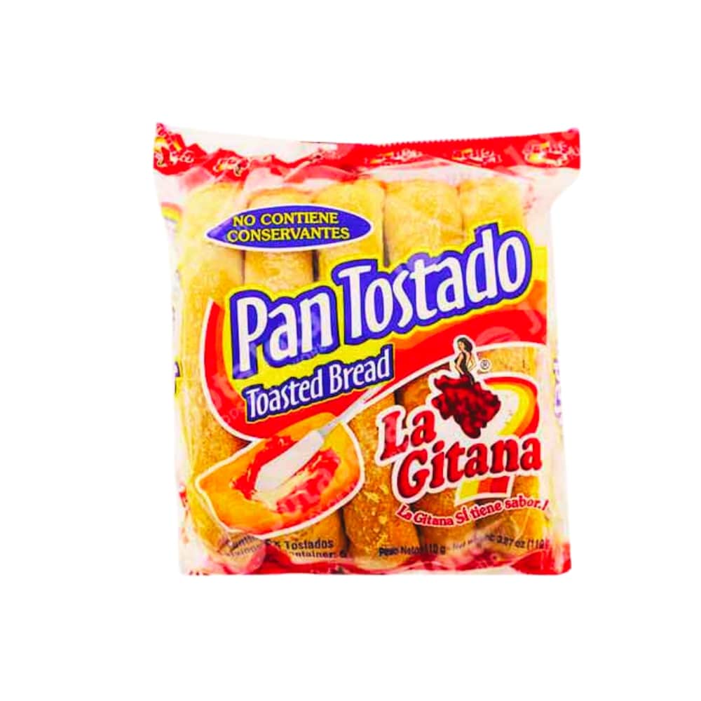 Tostados La Gitana elaborados con pan horneado crujiente ideal para snacks y acompañamientos.