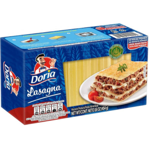 Láminas de pasta para lasaña Doria ideales para preparar recetas tradicionales al horno.