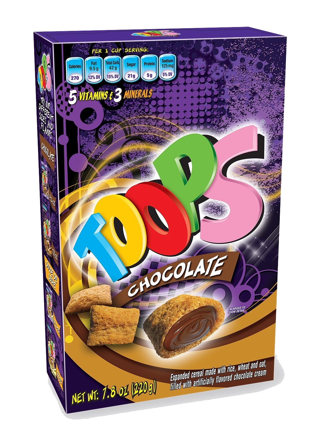 Toops sabor chocolate con relleno cremoso y galleta crujiente.