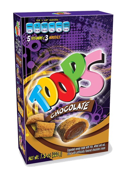 Toops sabor chocolate con relleno cremoso y galleta crujiente.