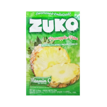 Mezcla individual Zuko sabor piña para preparar bebidas tropicales rápidamente.