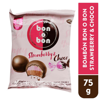 Chocolates Bon o Bon con combinación de fresa y chocolate.