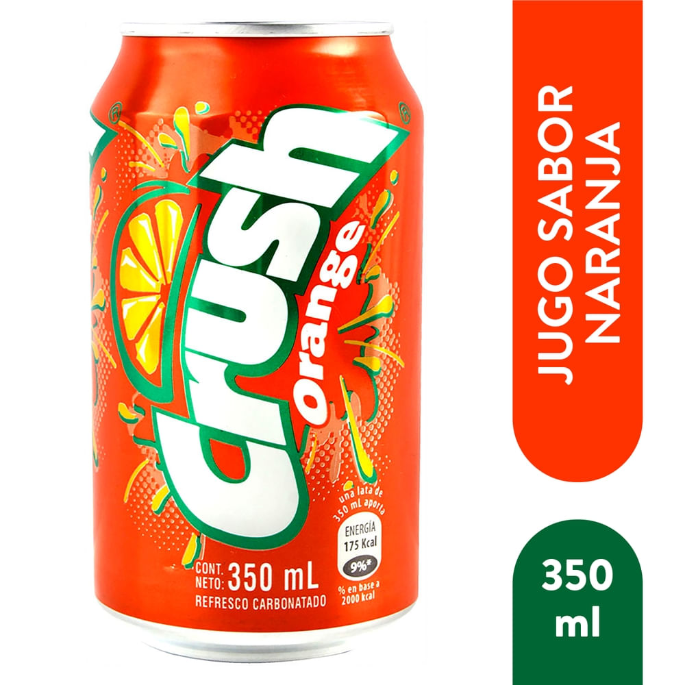 Refresco Crush sabor naranja en lata ideal para consumo individual y snacks.