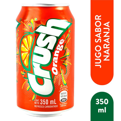 Refresco Crush sabor naranja en lata ideal para consumo individual y snacks.