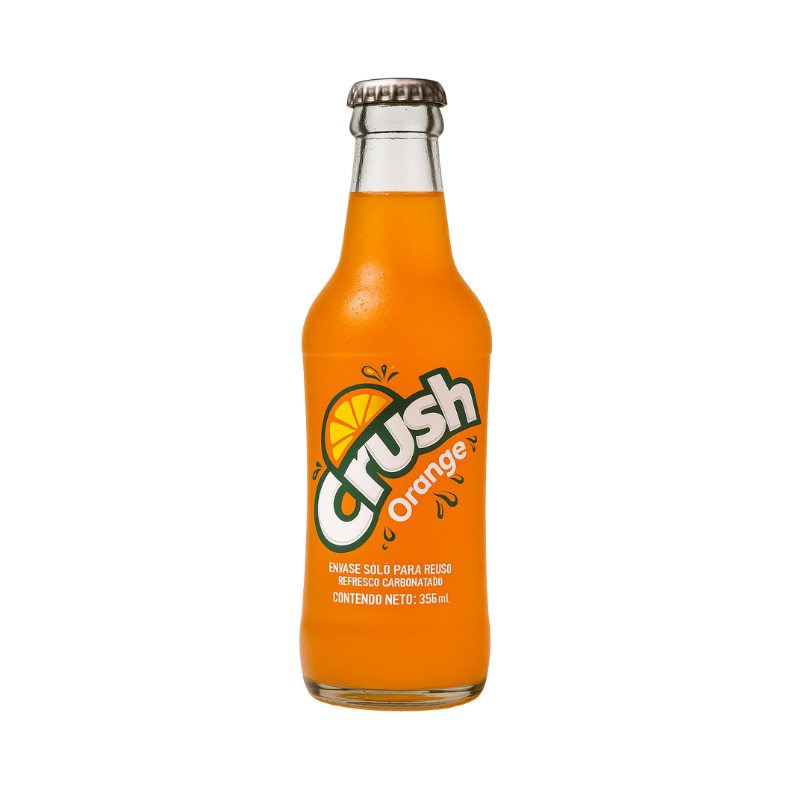 Refresco Crush en botella de vidrio ideal para acompañar comidas y snacks.