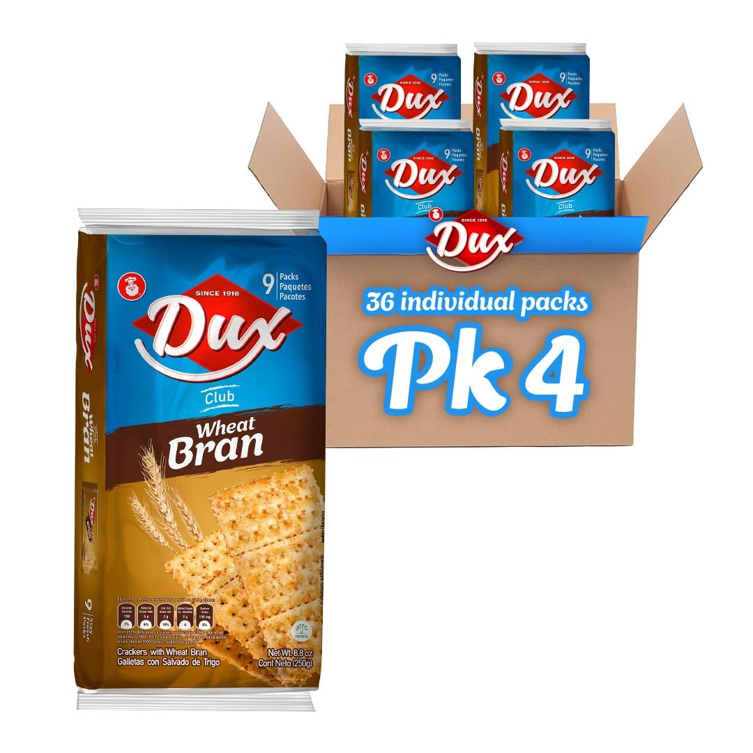 Crackers integrales Dux elaborados con trigo integral para una opción más saludable.