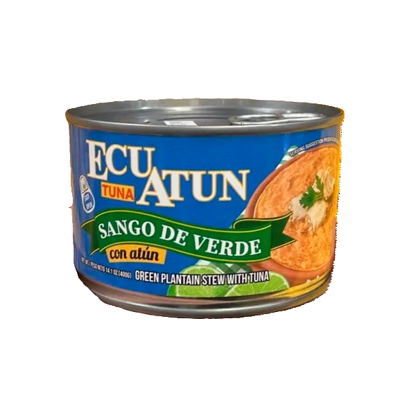 Sango de verde con atún Ecuatun elaborado con plátano verde y atún en presentación lista para consumir.