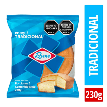 Ponqué tradicional Ramo con textura suave y sabor clásico.