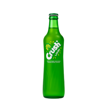 Refresco Crush sabor limón en botella de vidrio ideal para bebidas refrescantes.