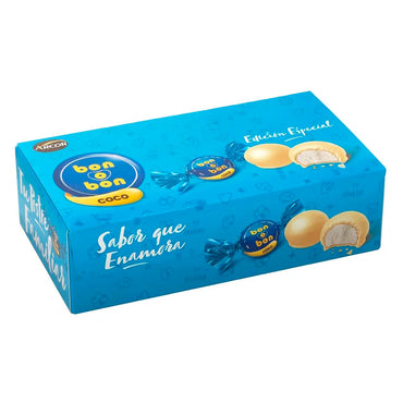 Bon o Bon sabor coco en presentación de caja con 30 unidades.