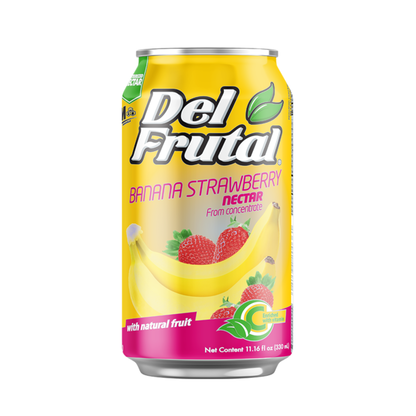 Néctar Del Frutal sabor fresa y banano en lata ideal para consumo diario y snacks.