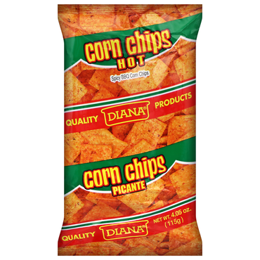Corn chips Prodiana sabor picante con textura crujiente ideales para snacks y reuniones.