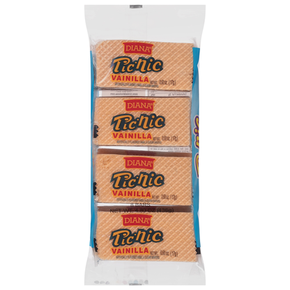 Wafers sabor vainilla en presentación individual ideales para snacks y loncheras.