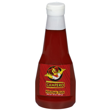 Ketchup Campero con sabor clásico ideal para comidas rápidas y snacks.