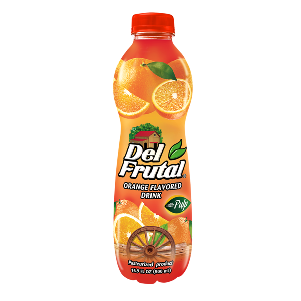 Jugo Del Frutal sabor naranja en botella PET ideal para consumo diario y comidas.