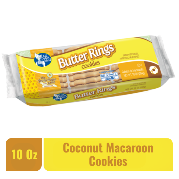 Galletas de mantequilla Lil Dutch Maid con forma de aro y sabor clásico.