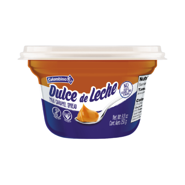 Dulce de leche Colombina elaborado con textura cremosa ideal para postres, panes y recetas dulces tradicionales.