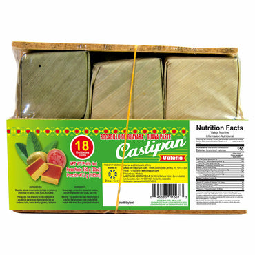 Bocadillo veleño tradicional Castipan elaborado con pulpa de guayaba y empaque en hoja tradicional.