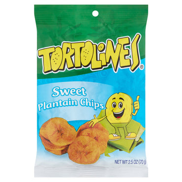Chips de plátano dulce Tortolines con textura crocante ideales para snacks y compartir.