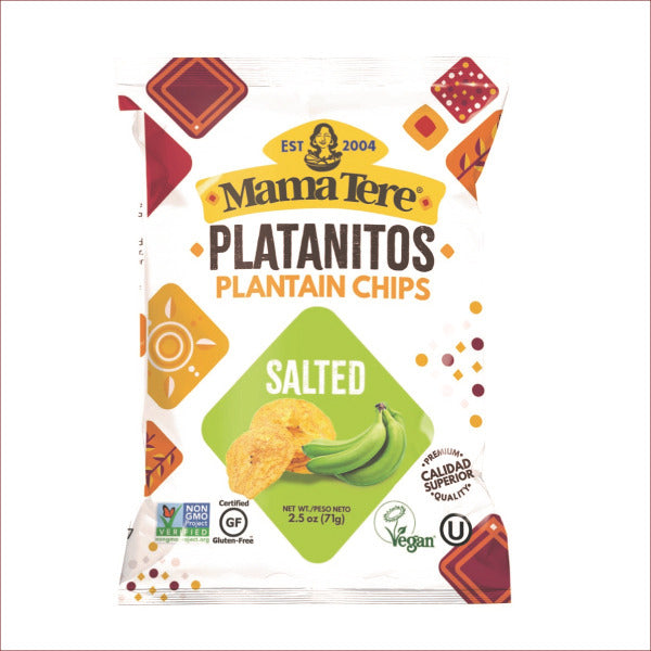 Chips de plátano salados Mama Tere con textura crocante ideales para snacks y acompañamientos.