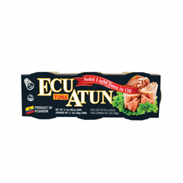 Atún Ecuatun en aceite vegetal en presentación de 8.5 oz para comidas familiares y recetas tradicionales.
