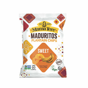 Chips de plátano dulce Mama Tere con textura crocante ideales para snacks y compartir.