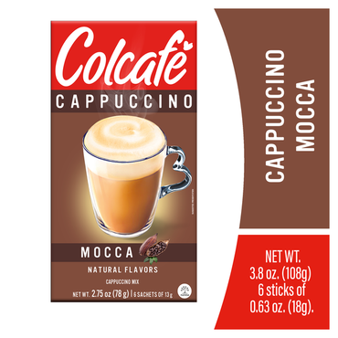 Cappuccino Moka Colcafé con la combinación perfecta de café y chocolate para una bebida cremosa y deliciosa.