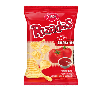 Papas rizadas Yupi sabor tomate con textura crujiente y sabor condimentado.