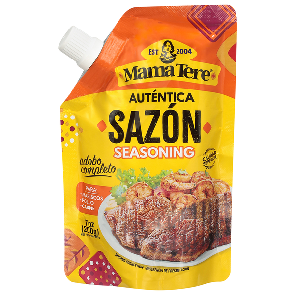 Sazón auténtica Mama Tere ideal para carnes, arroz y guisos.