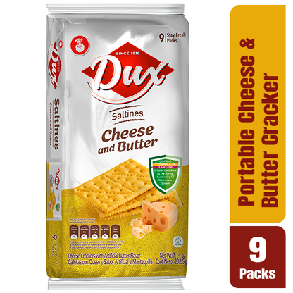 Crackers Dux sabor queso y mantequilla con textura ligera y crujiente.